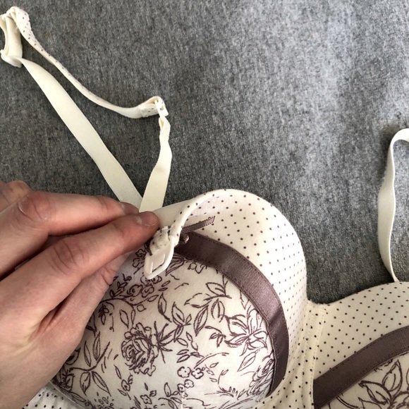 Royce Luna Nursing Bra Cream and Lavender Flower and Polka Dot Nursing Bra - Picture 6 of 10